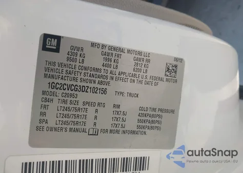 2013 Chevrolet Silverado 2500Hd Work Truck from USA, damaged, VIN 1GC2CVCG3DZ102156